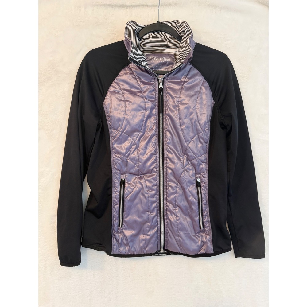 Calvin Klein Performance Womens Purple Quilted Hybrid Full Zip Jacket M